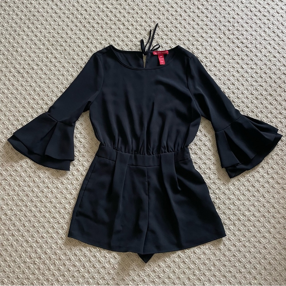 Saks Fifth Avenue Black Tie-Back Romper